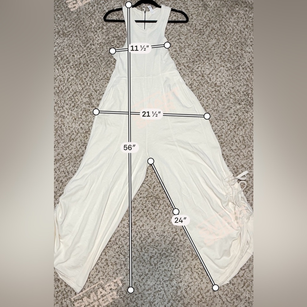 Anthropologie Daily Practice Horizon Wide-leg Jumpsuit Ivory Pockets Boho Small - Picture 7 of 12